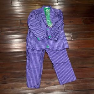 Joker suit costume. Size Large.  Never worn.  Top, bottom and tie.